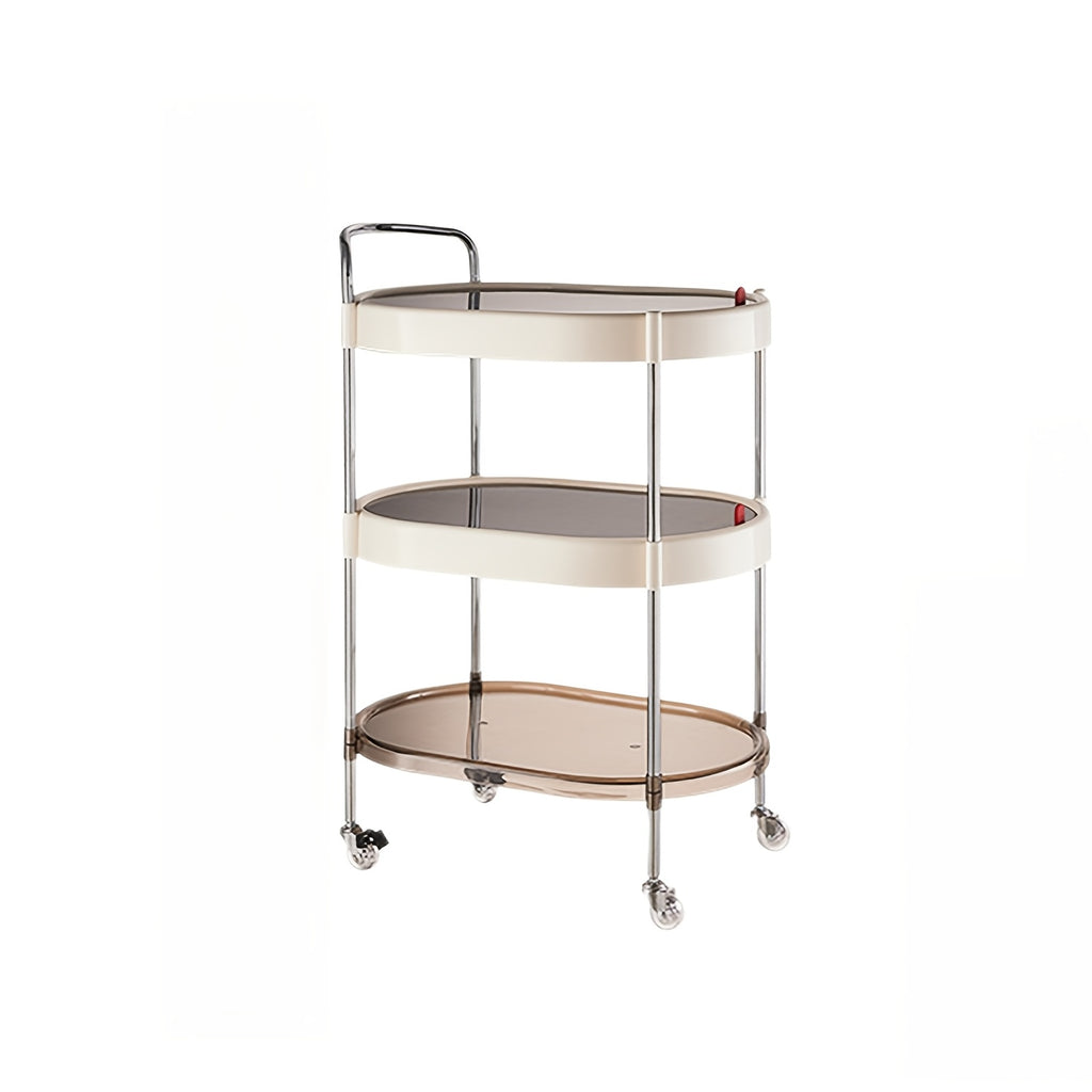 A Three-Tier Movable Oval Side Table, a Multifunctional Coffee Table, a Light Luxury Sofa Side Table, a Easy Cart Storage Rack, a Bedside Table, Suitable for Living Rooms, Bedrooms, Outdoor Patios, And Offices