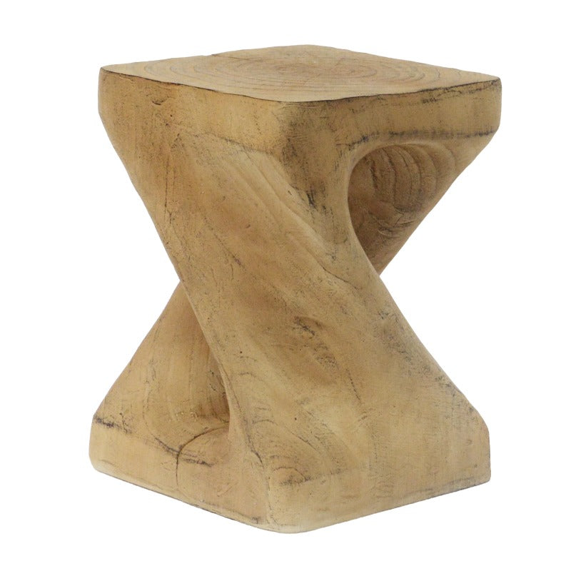 Modern Retro MGO Twist Shape Side Table - Non-Wood Durable Compact Bedside Table\u002FCend Table with Natural Texture, Easy Maintenance for Small Spaces, Living Room & - Ideal for Apartments, Studios, Dorms