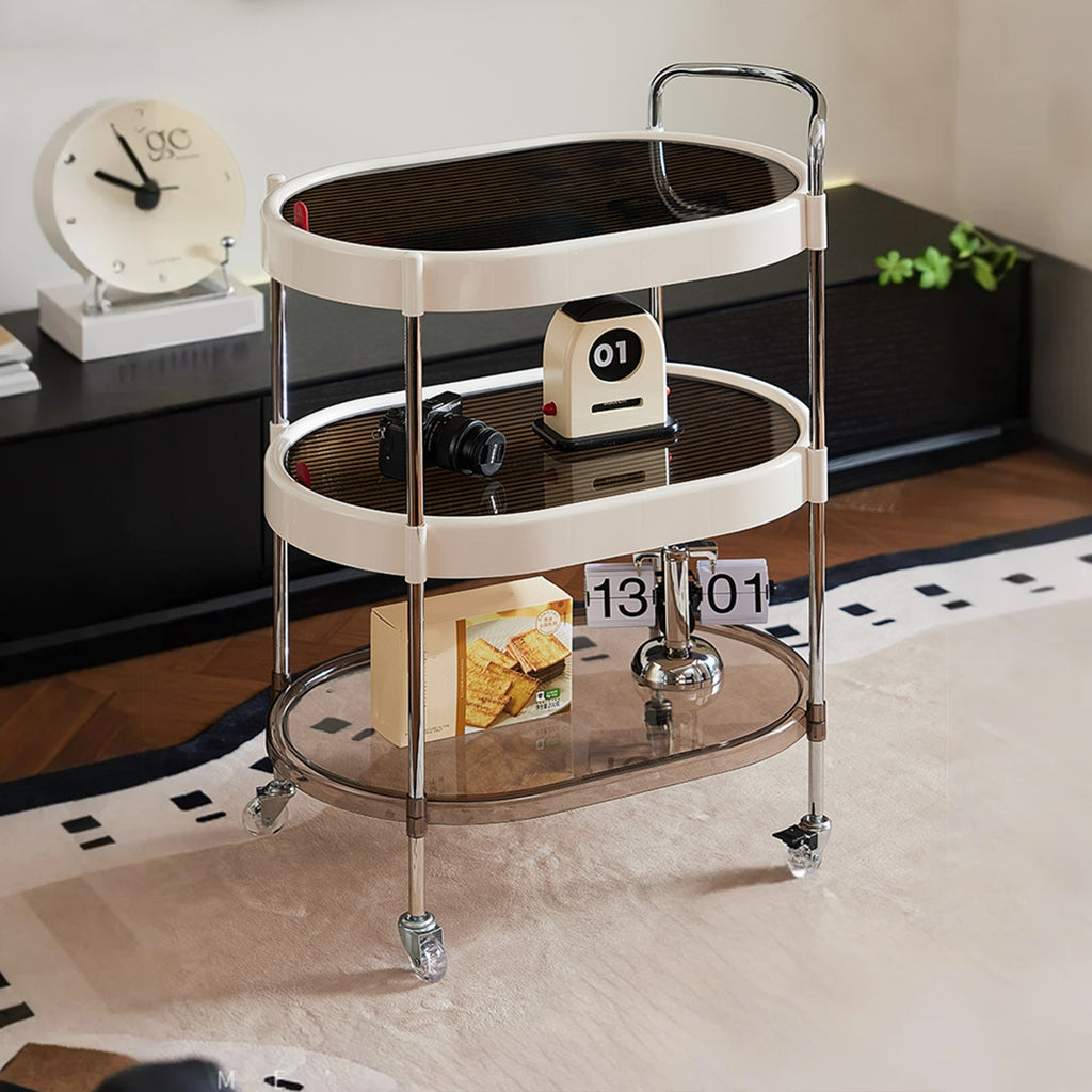 A Three-Tier Movable Oval Side Table, a Multifunctional Coffee Table, a Light Luxury Sofa Side Table, a Easy Cart Storage Rack, a Bedside Table, Suitable for Living Rooms, Bedrooms, Outdoor Patios, And Offices