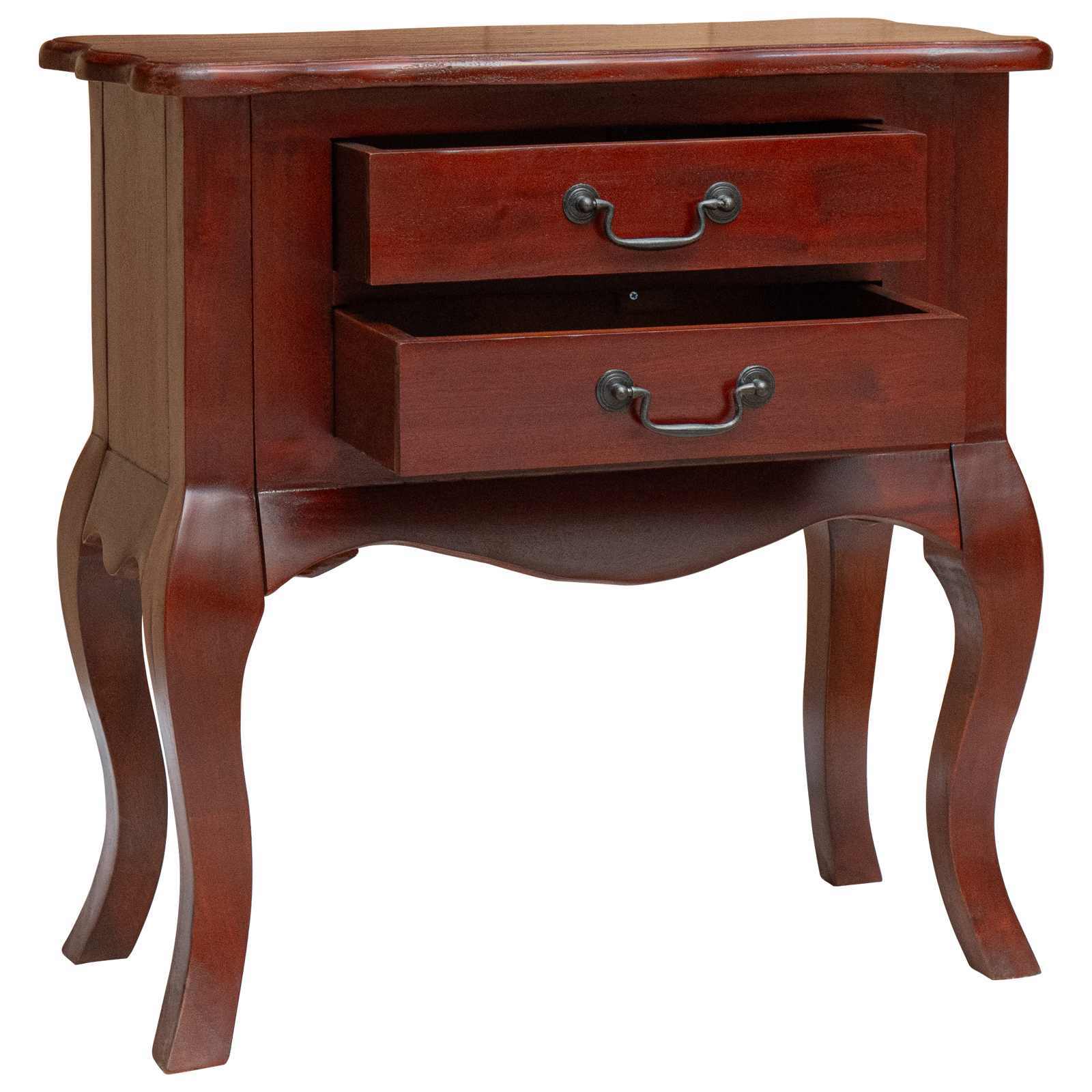 vidaXL Side Table with Drawer with Storage Brown Solid Mahogany Wood Accent
