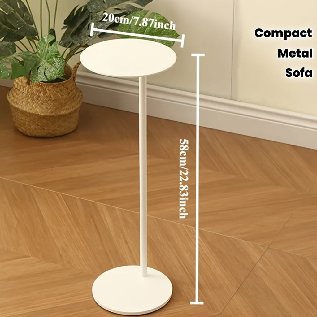 1pc Modern European Minimalist White Metal Coffee Table with Vertical Tube - Sturdy Suitable for Small Spaces, Space-Saving Round Table Suitable for Bedside, Sofa, Corner, Compact Furniture for Small Apartments, Easy Assembly