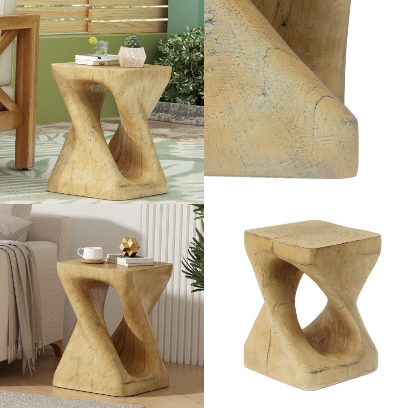 Modern Retro MGO Twist Shape Side Table - Non-Wood Durable Compact Bedside Table\u002FCend Table with Natural Texture, Easy Maintenance for Small Spaces, Living Room & - Ideal for Apartments, Studios, Dorms