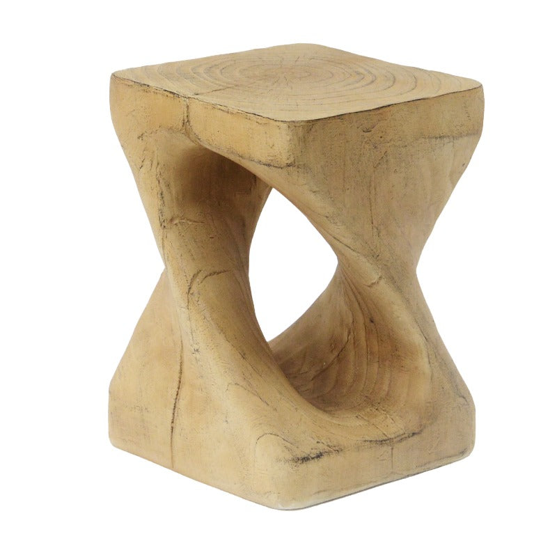 Modern Retro MGO Twist Shape Side Table - Non-Wood Durable Compact Bedside Table\u002FCend Table with Natural Texture, Easy Maintenance for Small Spaces, Living Room & - Ideal for Apartments, Studios, Dorms