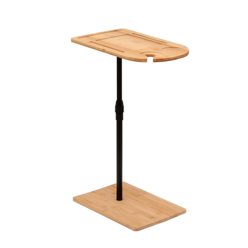 Couch Tray Table Bamboo Height Adjustable Side Table for Sofa C-shaped Oval End Tables with Slots for Bed and Chairs in Living Room and Bedroom Oval + Rectangle