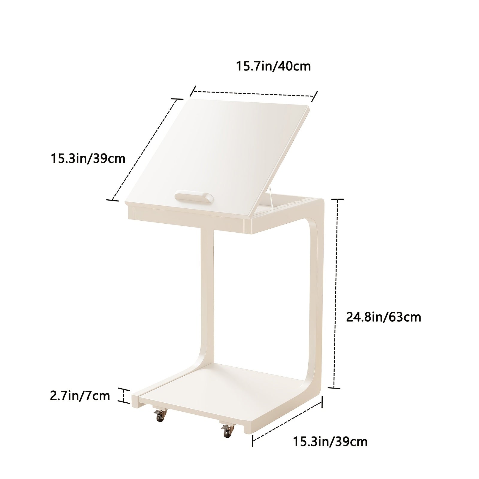 Kaslandi Space Living Room Furniture C-Shaped Bedside Table, Small Sofa Side Table, Mobile Design With Wheels For Living Room, Bedroom, And Bedside, Walnut, White, And Natural Wood Colors, Christmas Gifts, Black Fridays Items, Free Shipping