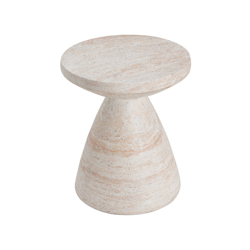 Outdoor\u002FIndoor Lightweight Concrete Modern End Table for Living Room | Travertine End, Mid-century Modern Style, Leg Base, ≥27 Inches Height, ≥3.2 Cubic Feet Storage Capacity