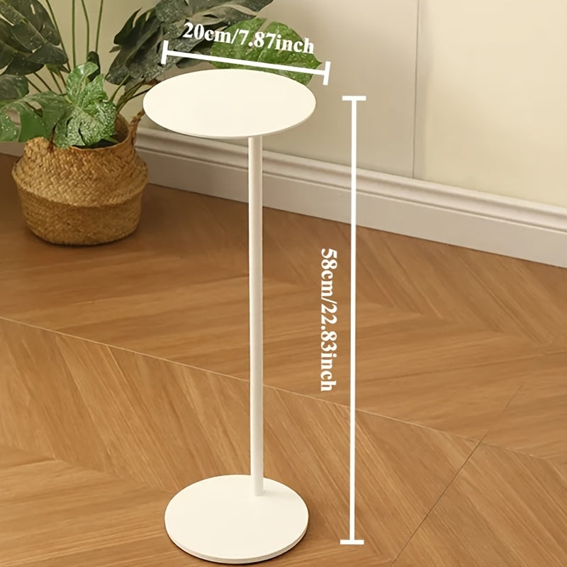 1pc Modern European Minimalist White Metal Coffee Table with Vertical Tube - Sturdy Suitable for Small Spaces, Space-Saving Round Table Suitable for Bedside, Sofa, Corner, Compact Furniture for Small Apartments, Easy Assembly