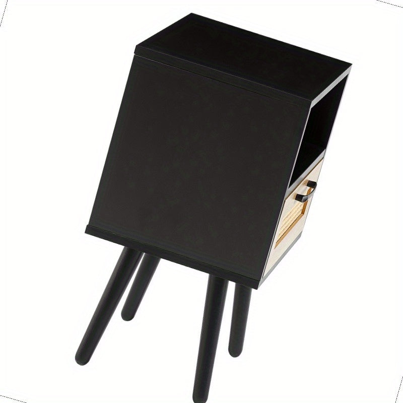15.75 End Table with Drawer And Legs Modern Nightstand Side Table for Living Room Bedroom Black