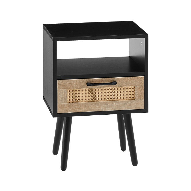 15.75 End Table with Drawer And Legs Modern Nightstand Side Table for Living Room Bedroom Black