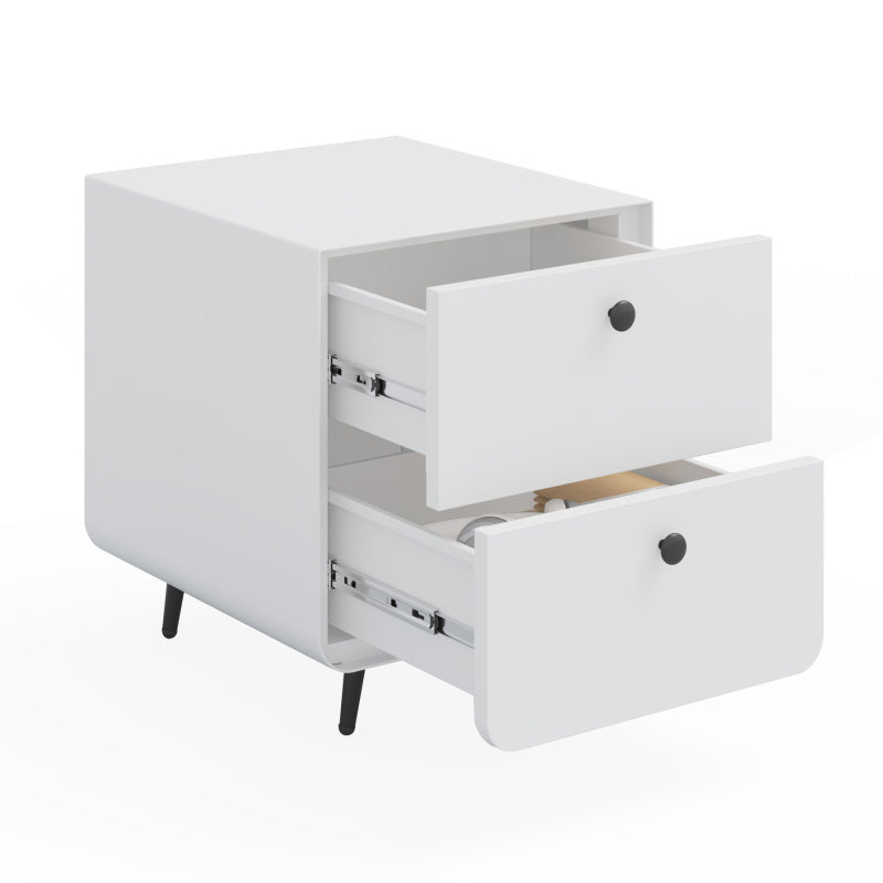 Contemporary Bedside Storage Unit Designed for Living Rooms And Bedrooms, Featuring a Steel Structure with Two Drawers And a Round Handle. This Compact Furniture Piece Offers Practical Storage Solutions for Small Apartments And City Dwellings