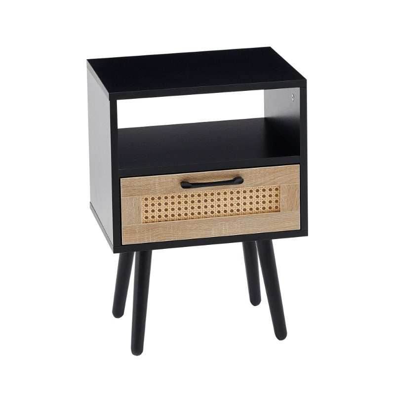 15.75 End Table with Drawer And Legs Modern Nightstand Side Table for Living Room Bedroom Black