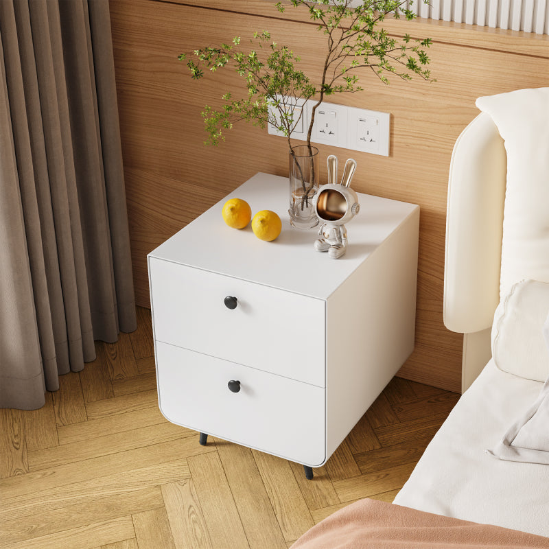 Contemporary Bedside Storage Unit Designed for Living Rooms And Bedrooms, Featuring a Steel Structure with Two Drawers And a Round Handle. This Compact Furniture Piece Offers Practical Storage Solutions for Small Apartments And City Dwellings