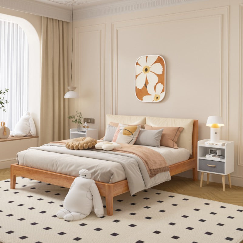 2pcs Nightstand with Collapsible Fabric Drawer | 2-Tier Storage End Table, Wood Side Table with Storage Cabinet for Bedroom, Living Room - White