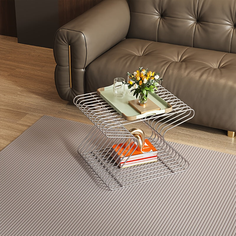 Modern Scandinavian Minimalist Corner Sofa Side Table - Metal Frame Compact Angled with Portable Small Table Suitable for Living Room, Bedside, Entryway - Space-Saving Corner Table