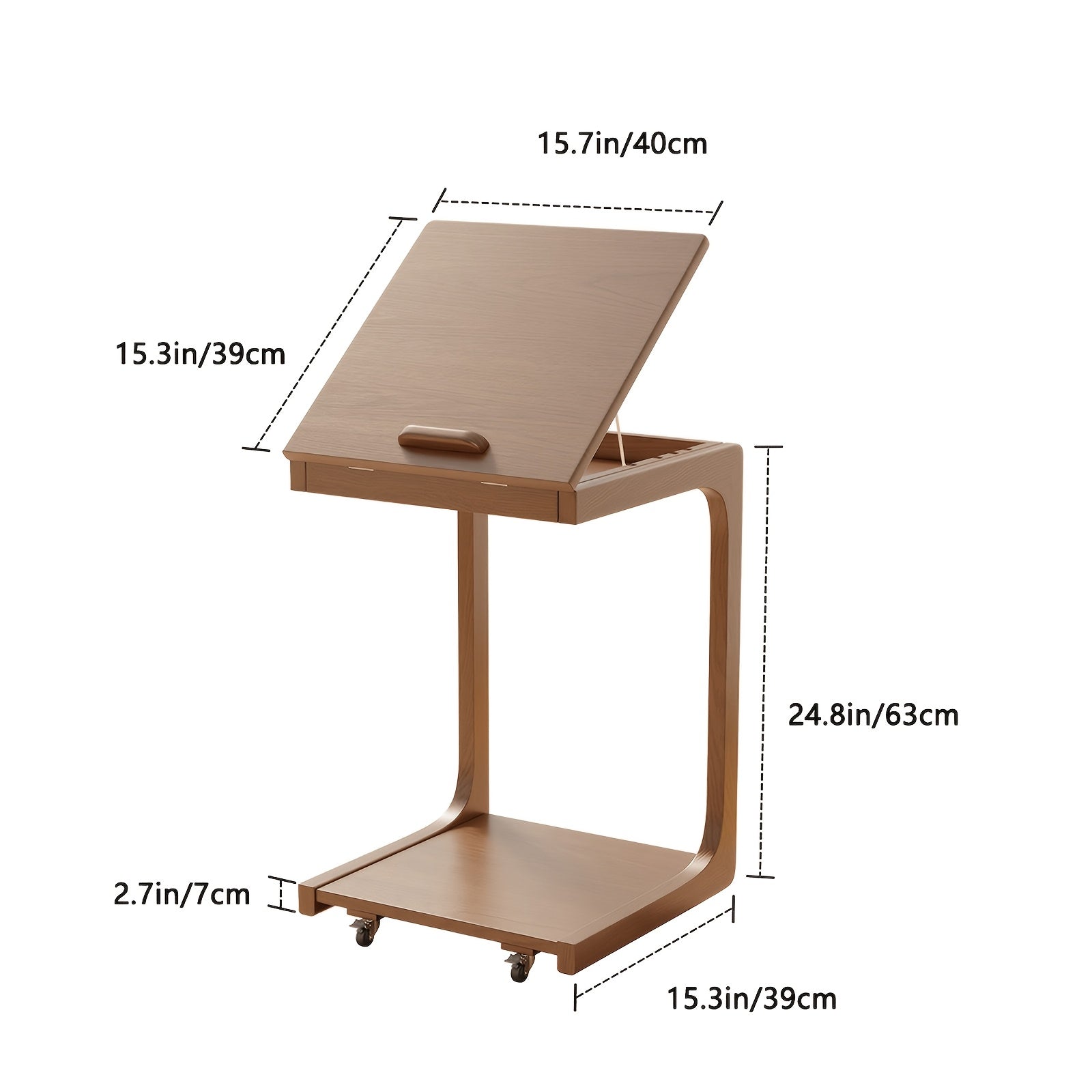 Kaslandi Space Living Room Furniture C-Shaped Bedside Table, Small Sofa Side Table, Mobile Design With Wheels For Living Room, Bedroom, And Bedside, Walnut, White, And Natural Wood Colors, Christmas Gifts, Black Fridays Items, Free Shipping