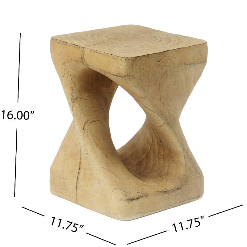 Modern Retro MGO Twist Shape Side Table - Non-Wood Durable Compact Bedside Table\u002FCend Table with Natural Texture, Easy Maintenance for Small Spaces, Living Room & - Ideal for Apartments, Studios, Dorms