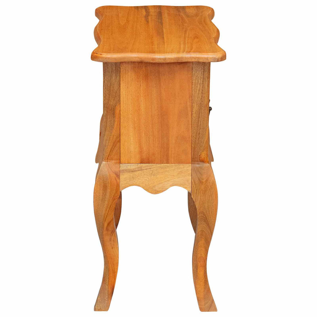 vidaXL Side Table with Drawer with Storage Natural Solid Mahogany Wood Accent