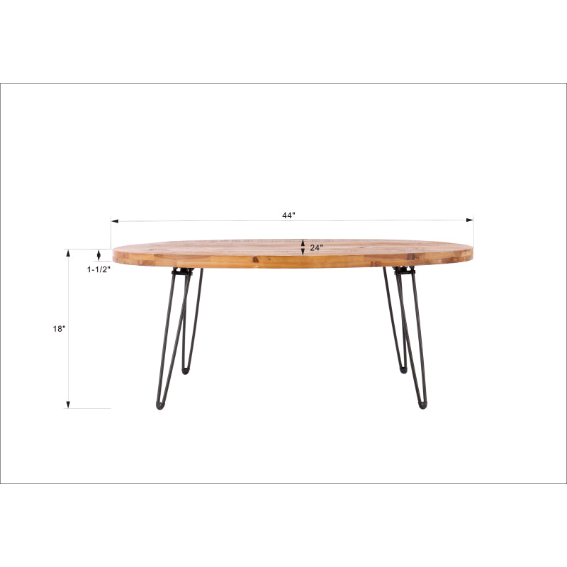 Oval Natural Reclaimed Wood Foldable Cocktail Table | Vintage Style, Non-Electric, Ideal for Living Room Use