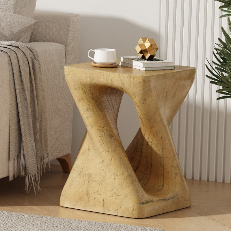 Modern Retro MGO Twist Shape Side Table - Non-Wood Durable Compact Bedside Table\u002FCend Table with Natural Texture, Easy Maintenance for Small Spaces, Living Room & - Ideal for Apartments, Studios, Dorms