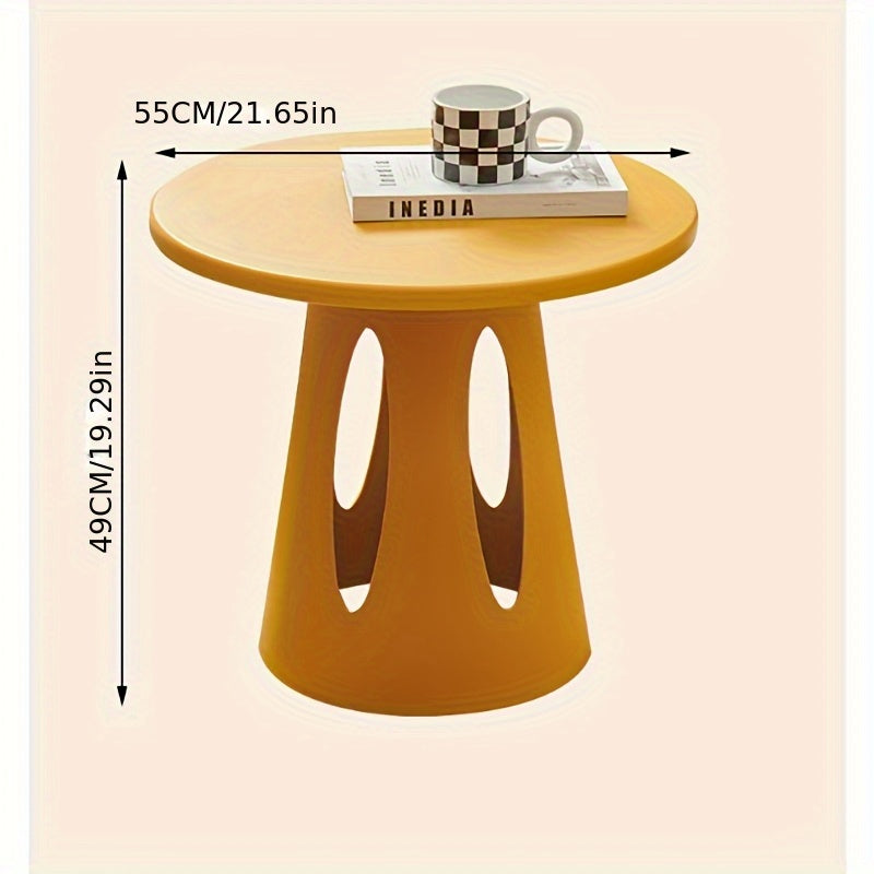 Scandinavian Style Round Table - Lightweight Modern Plastic Corner\u002FSide Table Suitable for Small Spaces, Balcony, Bedside - Compact \u002FOutdoor Furniture with Neutral Color (No Assembly)