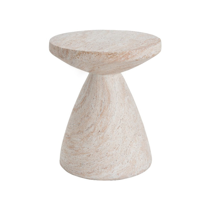 Outdoor\u002FIndoor Lightweight Concrete Modern End Table for Living Room | Travertine End, Mid-century Modern Style, Leg Base, ≥27 Inches Height, ≥3.2 Cubic Feet Storage Capacity