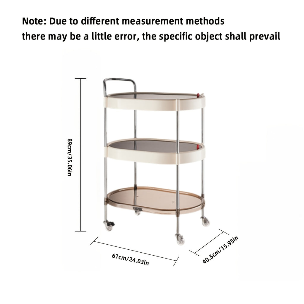 A Three-Tier Movable Oval Side Table, a Multifunctional Coffee Table, a Light Luxury Sofa Side Table, a Easy Cart Storage Rack, a Bedside Table, Suitable for Living Rooms, Bedrooms, Outdoor Patios, And Offices