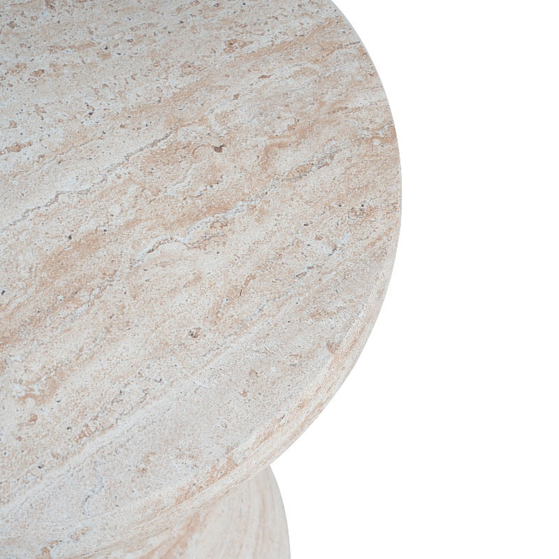 Outdoor\u002FIndoor Lightweight Concrete Modern End Table for Living Room | Travertine End, Mid-century Modern Style, Leg Base, ≥27 Inches Height, ≥3.2 Cubic Feet Storage Capacity