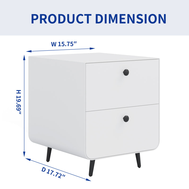 Contemporary Bedside Storage Unit Designed for Living Rooms And Bedrooms, Featuring a Steel Structure with Two Drawers And a Round Handle. This Compact Furniture Piece Offers Practical Storage Solutions for Small Apartments And City Dwellings