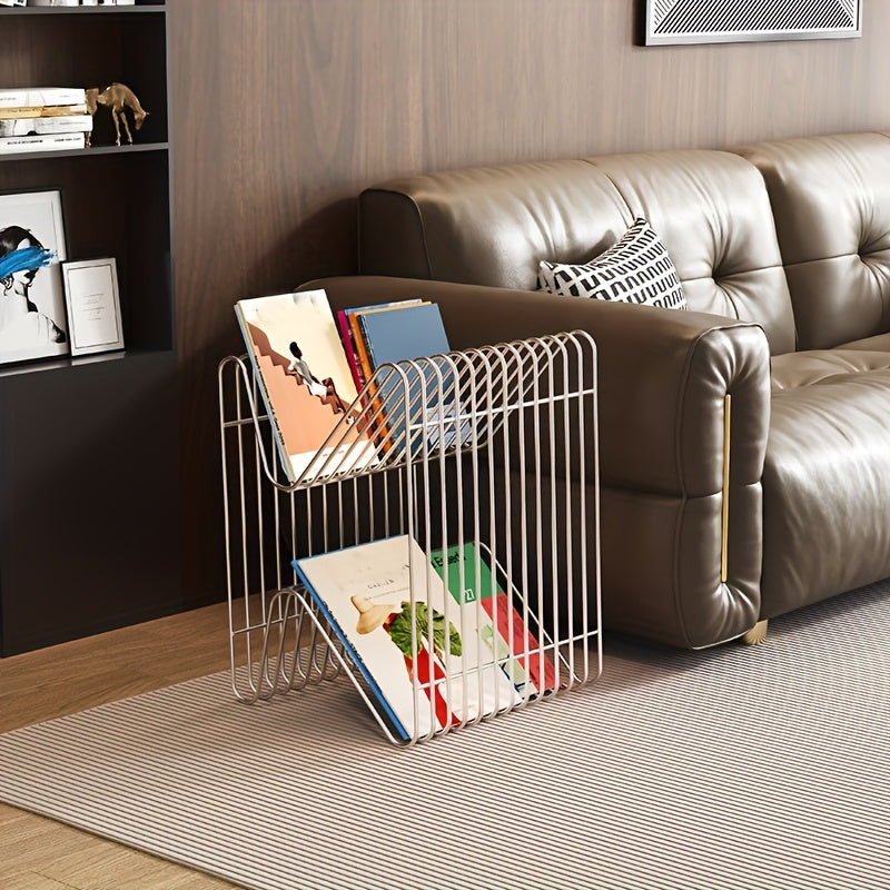 Modern Scandinavian Minimalist Corner Sofa Side Table - Metal Frame Compact Angled with Portable Small Table Suitable for Living Room, Bedside, Entryway - Space-Saving Corner Table