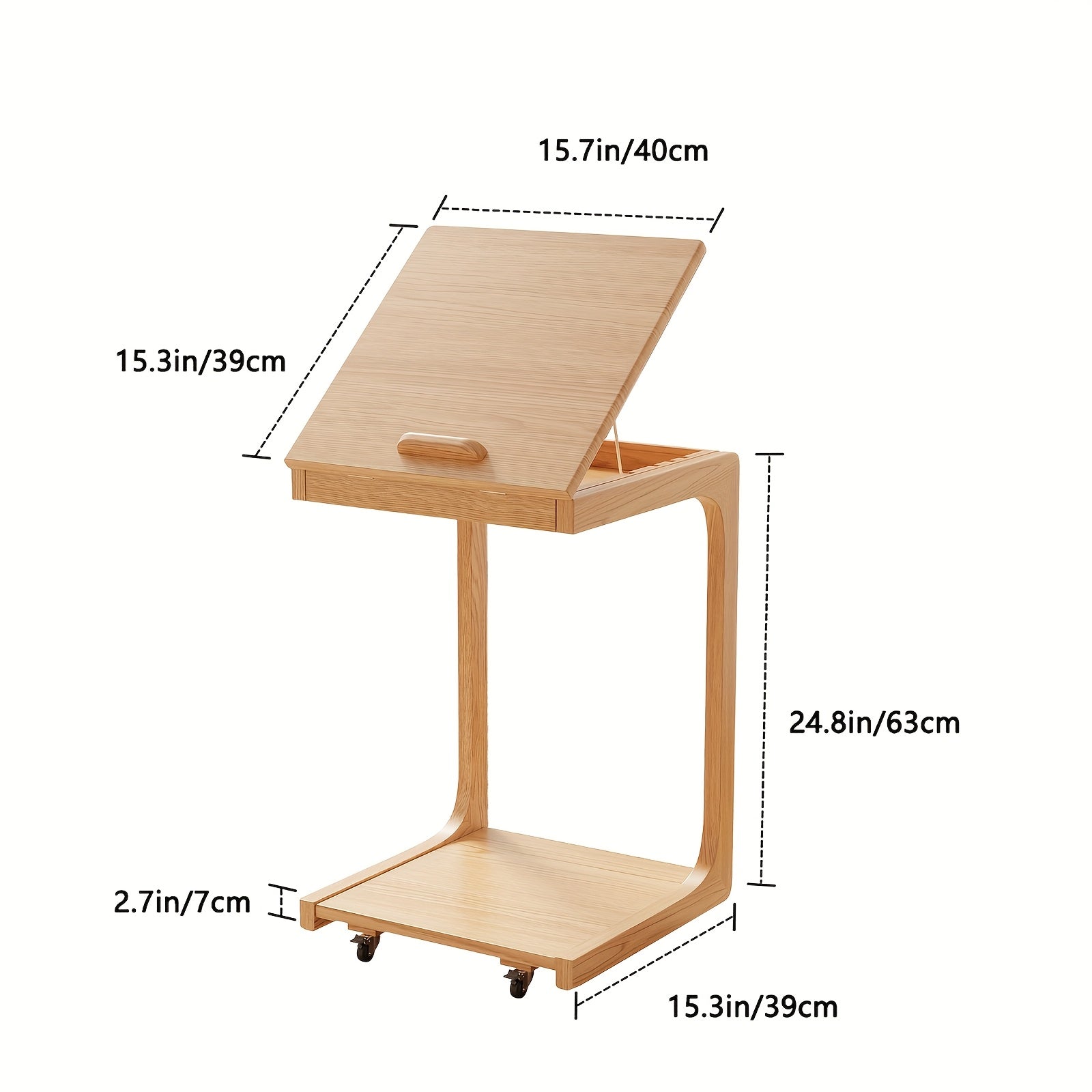 Kaslandi Space Living Room Furniture C-Shaped Bedside Table, Small Sofa Side Table, Mobile Design With Wheels For Living Room, Bedroom, And Bedside, Walnut, White, And Natural Wood Colors, Christmas Gifts, Black Fridays Items, Free Shipping